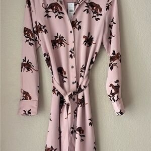 Ann Taylor Long Sleeve Pink and Black Dress